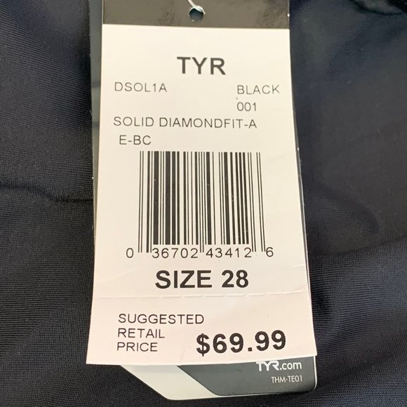 TYR Women's Tyreco Solid Diamondback Swimsuit Black Size 28 - Picture 4 of 7